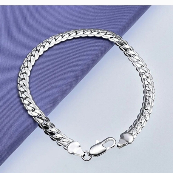 NEW 925 STERLING SILVER FLAT SNAKE CHAIN - 8" BRACELET - Picture 9 of 12